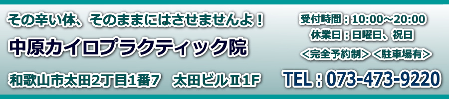 和歌山のカイロプラクティック（整体）専門院【中原カイロプラクティック院】